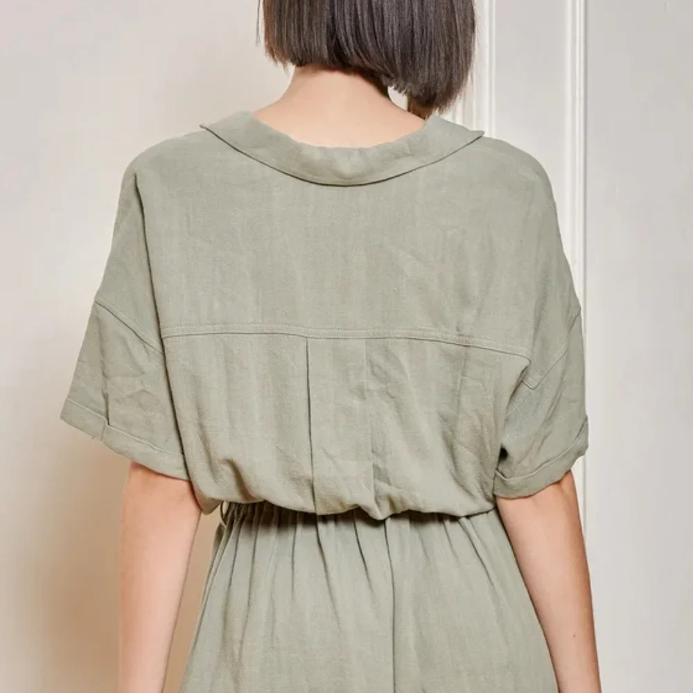 Sage Green Button-Up Romper - Picture 4 of 6